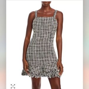 AQUA- Metallic Tweed Square Neck Dress - 100% Exclusive